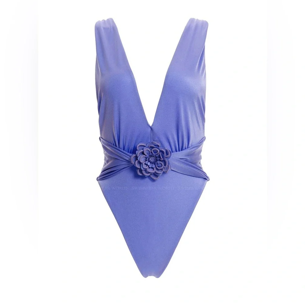 NWT Agua Bendita Ina One Piece Swimsuit Purple Sz L - Picture 5 of 11